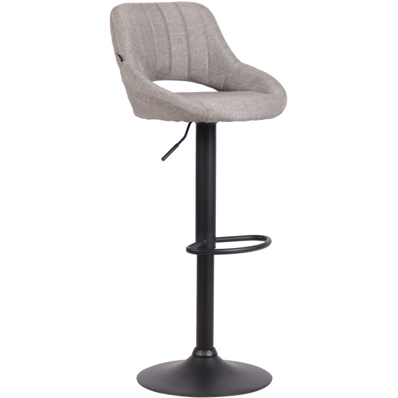 Tabouret de bar réglable pivotant en Tissu Gris Métal Noir Kelran - 1