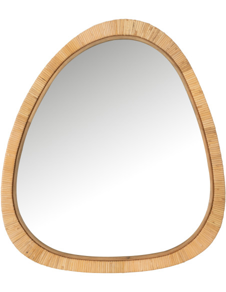Miroir Mural Oeuf XL en Paille de rotin Naturel Aidan - 1