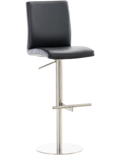 Tabouret de bar moderne en Polyuréthane Noir Métal Argenté Lissandro - 1