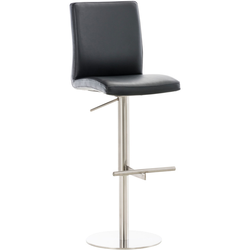 Tabouret de bar moderne en Polyuréthane Noir Métal Argenté Lissandro - 1