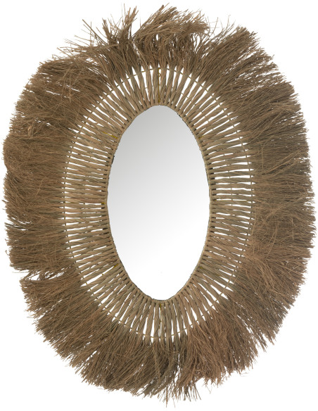 Miroir Mural Ovale en Herbe Naturel Motif tressé Eliane - 1