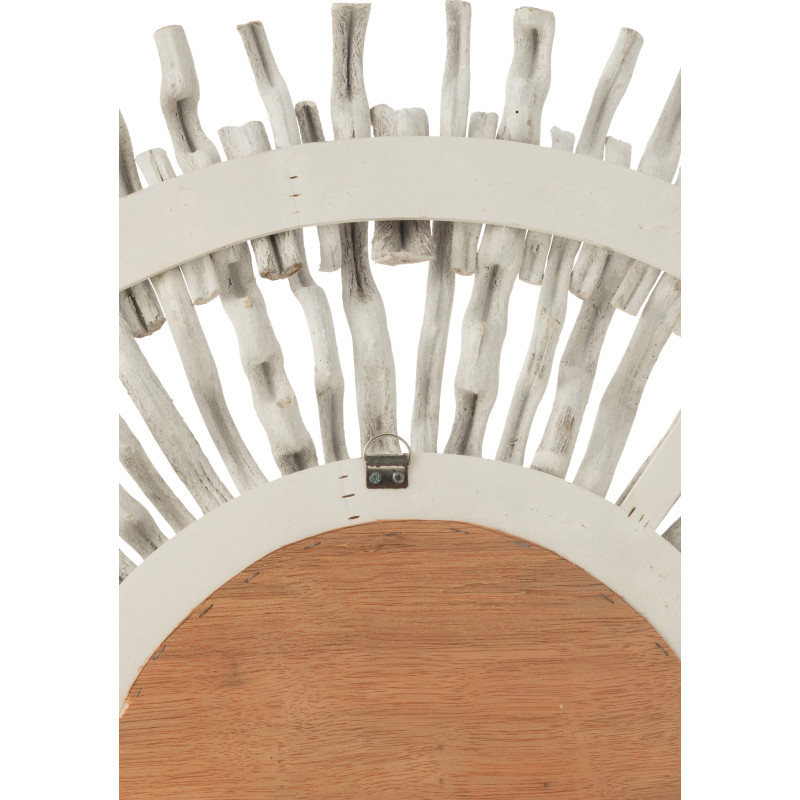 Miroir Mural Rond XL en Bois Blanc Délavé Jasmine - 3