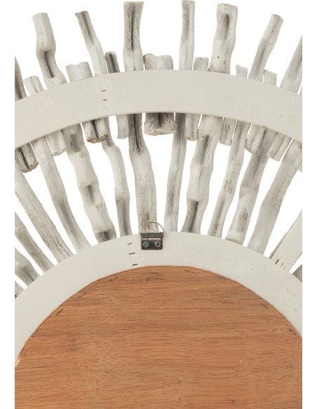 Miroir Mural Rond XL en Bois Blanc Délavé Jasmine - 3