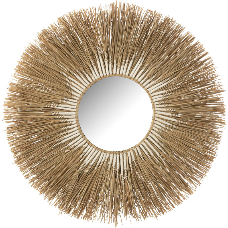 Miroir Mural Rond XL en Paille Naturel Beige Mélissa - 1