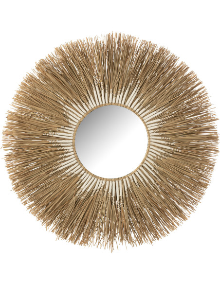 Miroir Mural Rond XL en Paille Naturel Beige Mélissa - 1