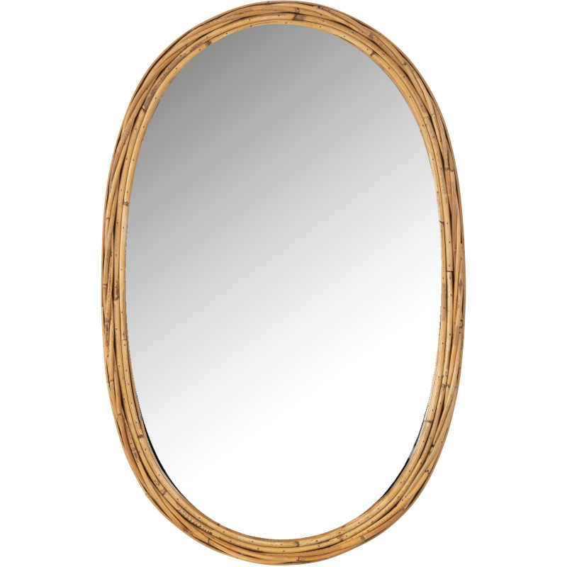 Miroir Mural Ovale en Rotin Naturel Houda - 1