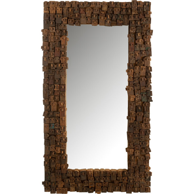 Miroir Mural Rectangulaire en Bois recyclé Naturel Syma - 1