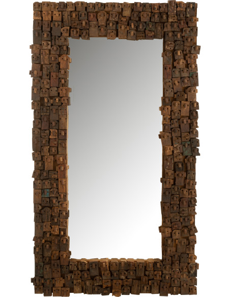 Miroir Mural Rectangulaire en Bois recyclé Naturel Syma - 1