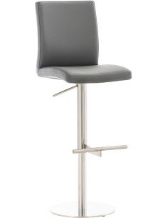 Tabouret de bar moderne en Polyuréthane Gris Métal Argenté Lissandro - 1