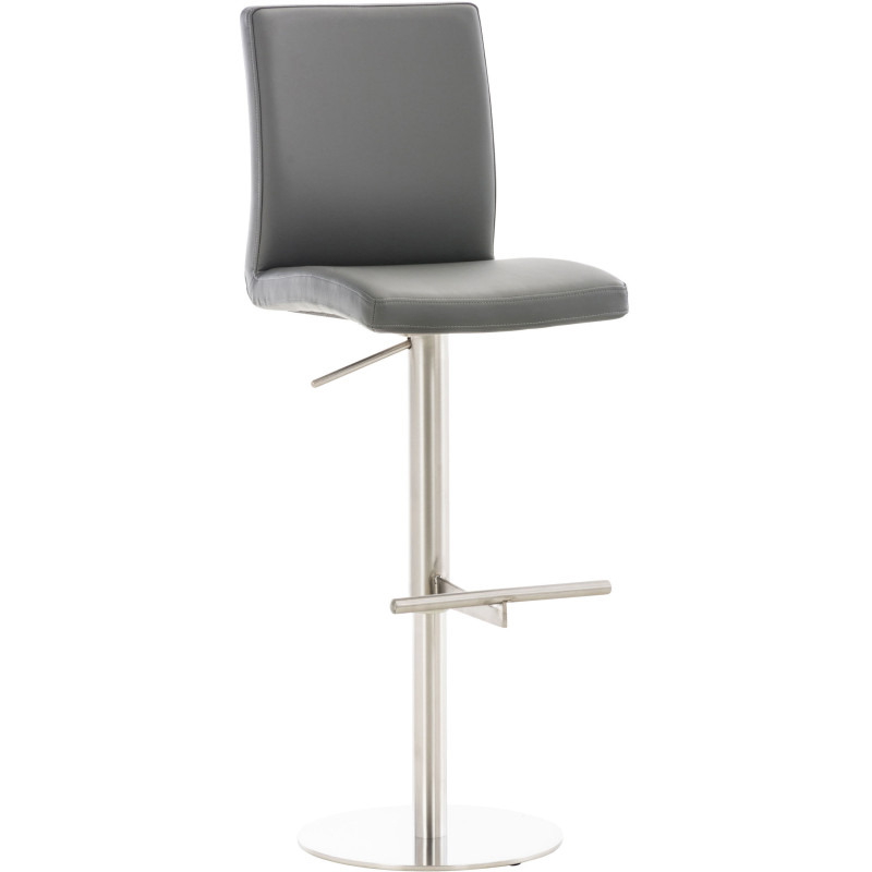 Tabouret de bar moderne en Polyuréthane Gris Métal Argenté Lissandro - 1