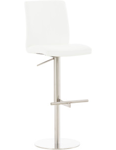 Tabouret de bar moderne en Polyuréthane Blanc Métal Argenté Lissandro - 1