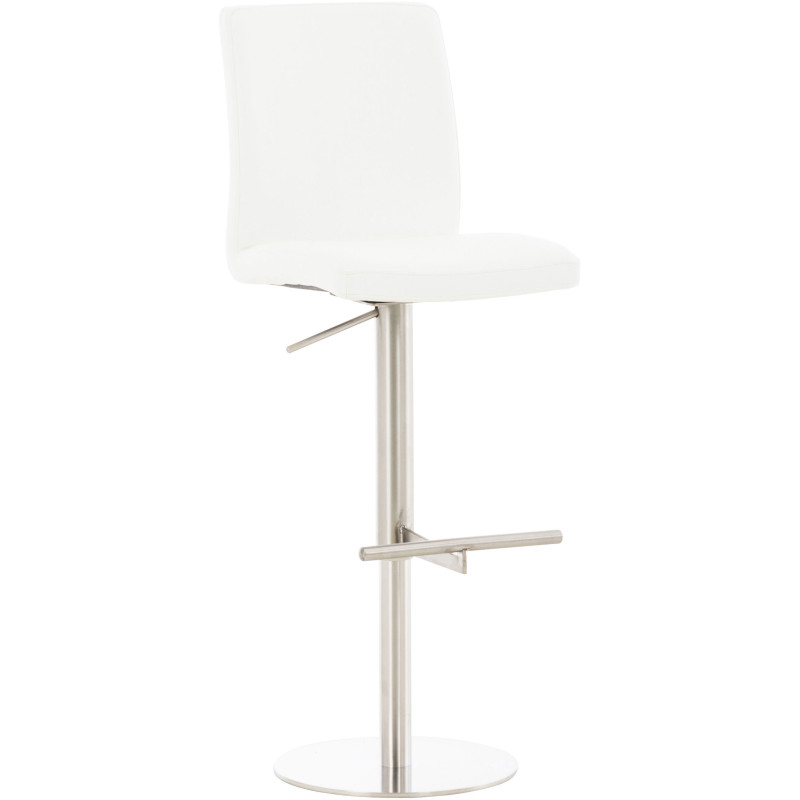 Tabouret de bar moderne en Polyuréthane Blanc Métal Argenté Lissandro - 1
