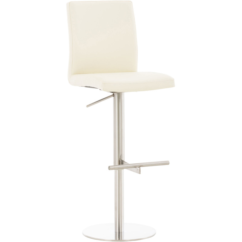 Tabouret de bar moderne en Polyuréthane Blanc crème Métal Argenté Lissandro - 1