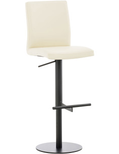 Tabouret de bar moderne en Polyuréthane Blanc crème Métal Noir Lissandro - 1