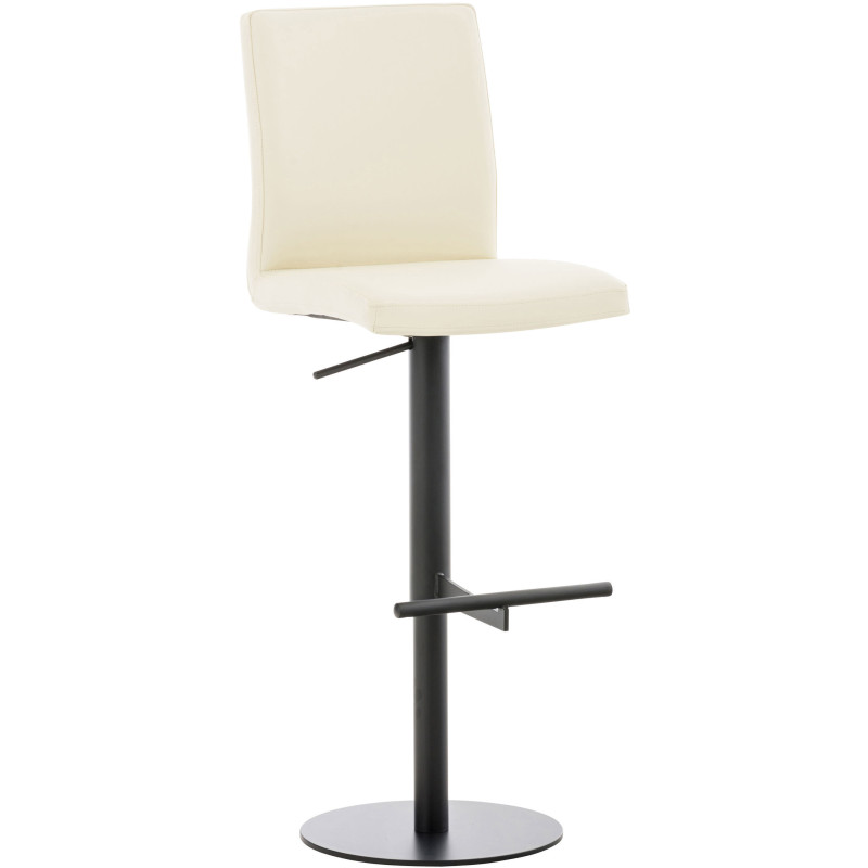 Tabouret de bar moderne en Polyuréthane Blanc crème Métal Noir Lissandro - 1