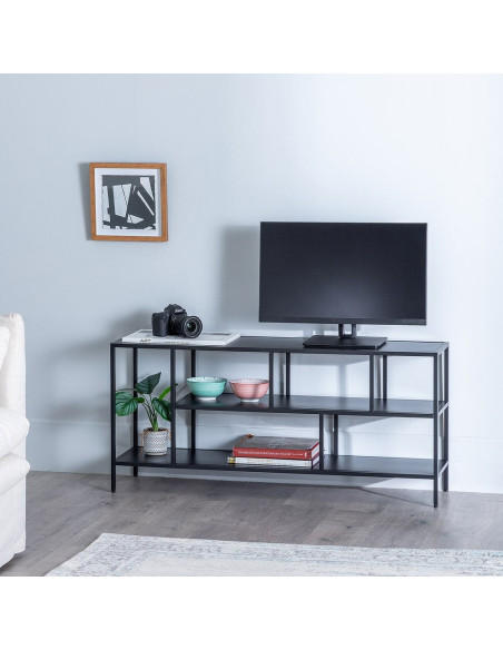 Meuble Tv 2 étagères en Métal Noir Square - 2