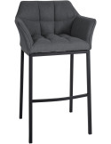 Tabouret de bar Avec accoudoirs Marco en Polyester Laine Gris Métal Noir Mat