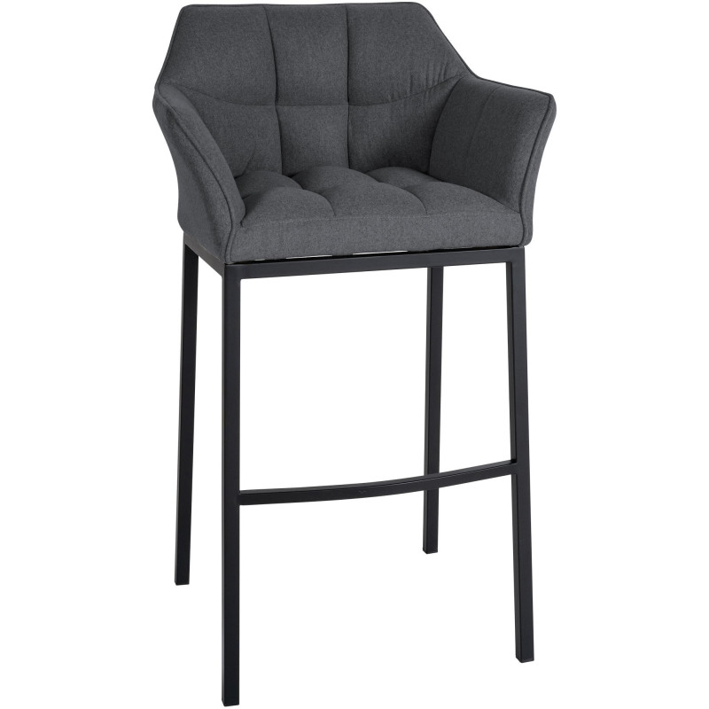 Tabouret de bar Avec accoudoirs Marco en Polyester Laine Gris Métal Noir Mat - 1