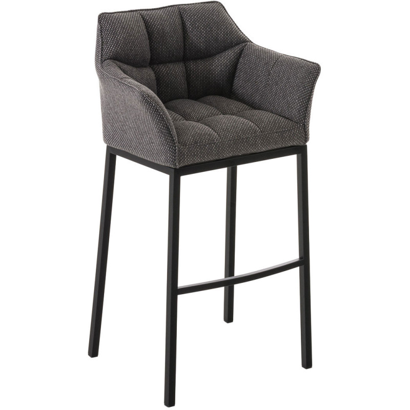 Tabouret de bar Avec accoudoirs Marco en Polyester Gris chiné Métal Noir Mat - 1