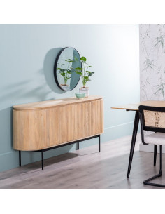 Buffet Bas 4 portes en Bois de manguier Naturel Métal Noir Montmartre - 2