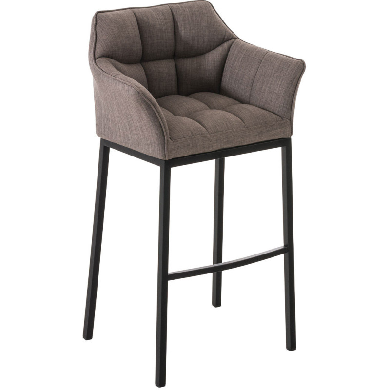 Tabouret de bar Avec accoudoirs Marco en Polyester Gris Métal Noir Mat - 1