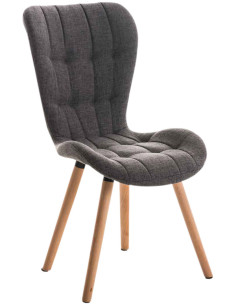 Chaise scandinave capitonnée Dossier haut en Tissu Gris clair Bois Naturel Sindy - 1