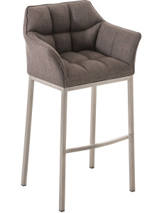 Tabouret de bar moderne en Tissu Gris clair Métal Argenté Brillant Daryo - 1