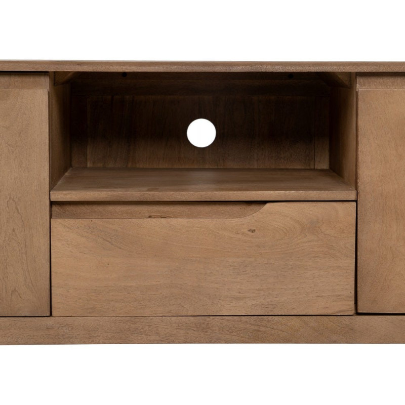 Meuble Tv 2 portes 1 tiroir 1 niche en Bois de manguier Naturel Straight Line - 4