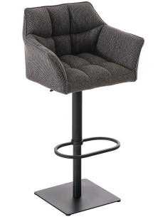 Tabouret de bar design en Tissu Gris chiné Métal Noir Daryo - 1