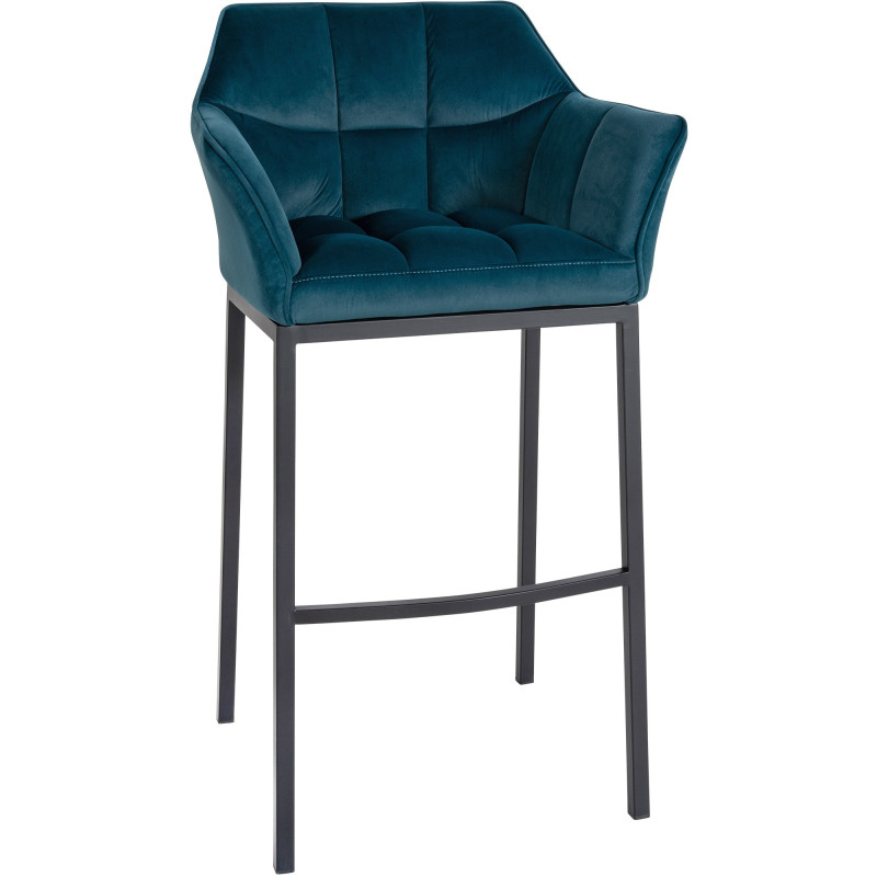 Tabouret de bar Avec accoudoirs Marco en Velours Vert Métal Noir Mat - 1
