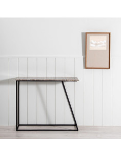 Console Rectangulaire en Marbre Travertin Marron Métal Noir Chahine - 2