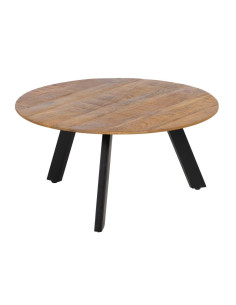 Table basse Ronde en Bois d'acacia Naturel Métal Noir Jeffrey - 1