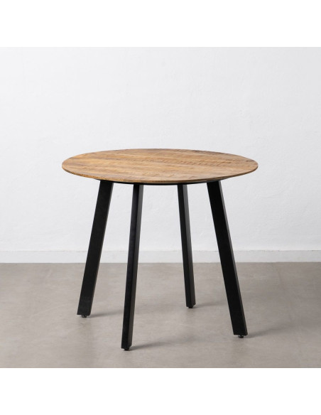 Table à manger Ronde 4 personnes en Bois d'acacia Naturel Métal Noir Jeffrey - 8