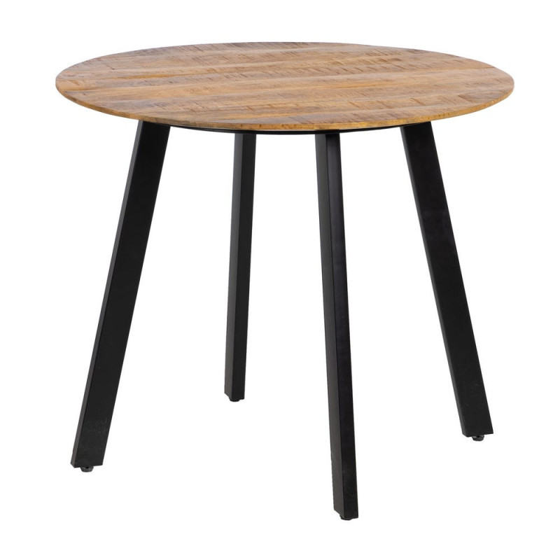 Table à manger Ronde 4 personnes en Bois d'acacia Naturel Métal Noir Jeffrey - 1