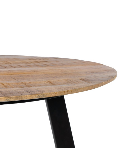 Table à manger Ronde 4 personnes en Bois d'acacia Naturel Métal Noir Jeffrey - 4