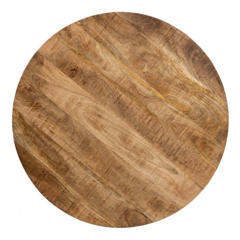 Table à manger Ronde 4 personnes en Bois d'acacia Naturel Métal Noir Jeffrey - 7