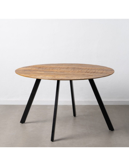 Table à manger Ronde 6 personnes en Bois d'acacia Naturel Métal Noir Jeffrey - 8