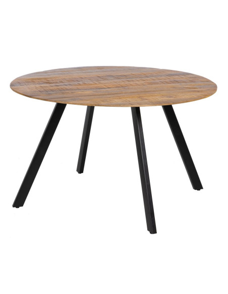 Table à manger Ronde 6 personnes en Bois d'acacia Naturel Métal Noir Jeffrey - 1