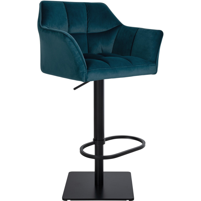 Tabouret de bar Hauteur réglable Marco en Velours Vert Métal Noir Mat - 1