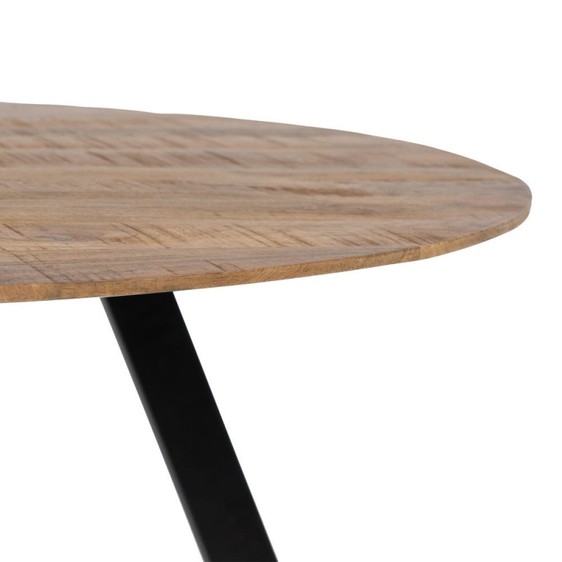 Table à manger Ronde 6 personnes en Bois d'acacia Naturel Métal Noir Jeffrey - 4