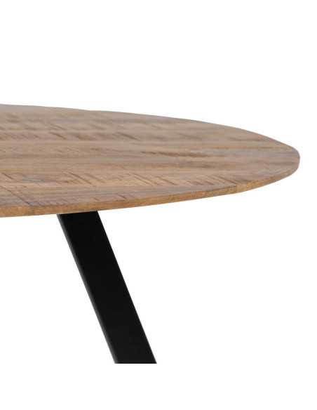 Table à manger Ronde 6 personnes en Bois d'acacia Naturel Métal Noir Jeffrey - 4