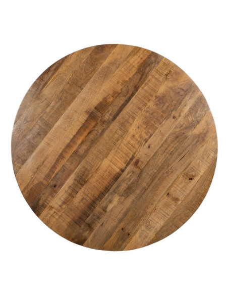 Table à manger Ronde 6 personnes en Bois d'acacia Naturel Métal Noir Jeffrey - 7