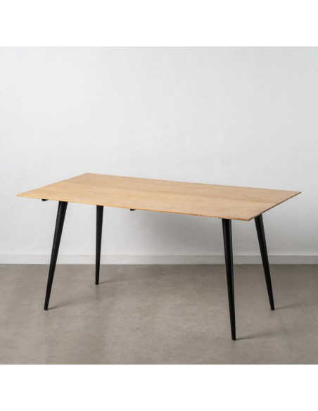 Table à manger Rectangulaire 6 personnes en Bois d'acacia Naturel Métal Noir Jeffrey - 8