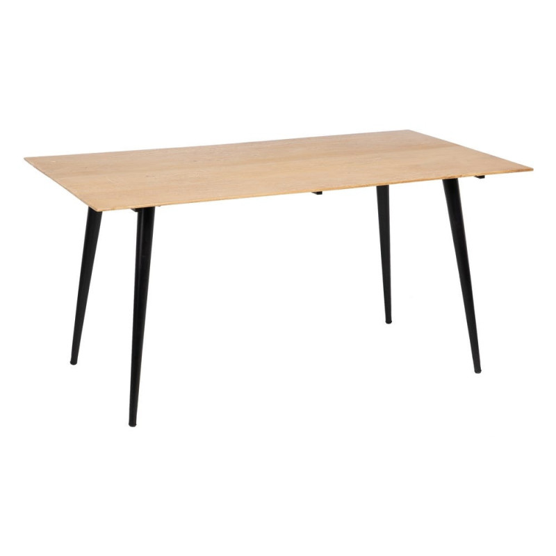 Table à manger Rectangulaire 6 personnes en Bois d'acacia Naturel Métal Noir Jeffrey - 1