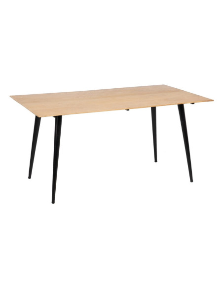 Table à manger Rectangulaire 6 personnes en Bois d'acacia Naturel Métal Noir Jeffrey - 1
