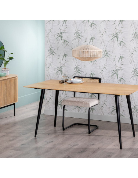 Table à manger Rectangulaire 6 personnes en Bois d'acacia Naturel Métal Noir Jeffrey - 2