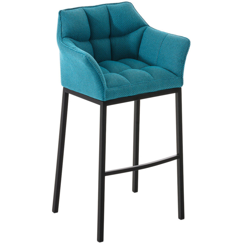 Tabouret de bar Avec accoudoirs Marco en Polyester Turquoise chiné Métal Noir Mat - 1