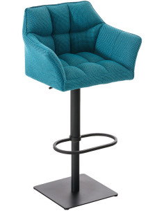Tabouret de bar design en Tissu Bleu turquoise Métal Noir Daryo - 1
