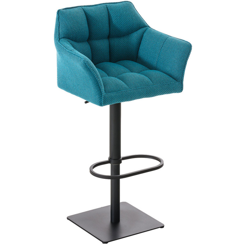 Tabouret de bar design en Tissu Bleu turquoise Métal Noir Daryo - 1