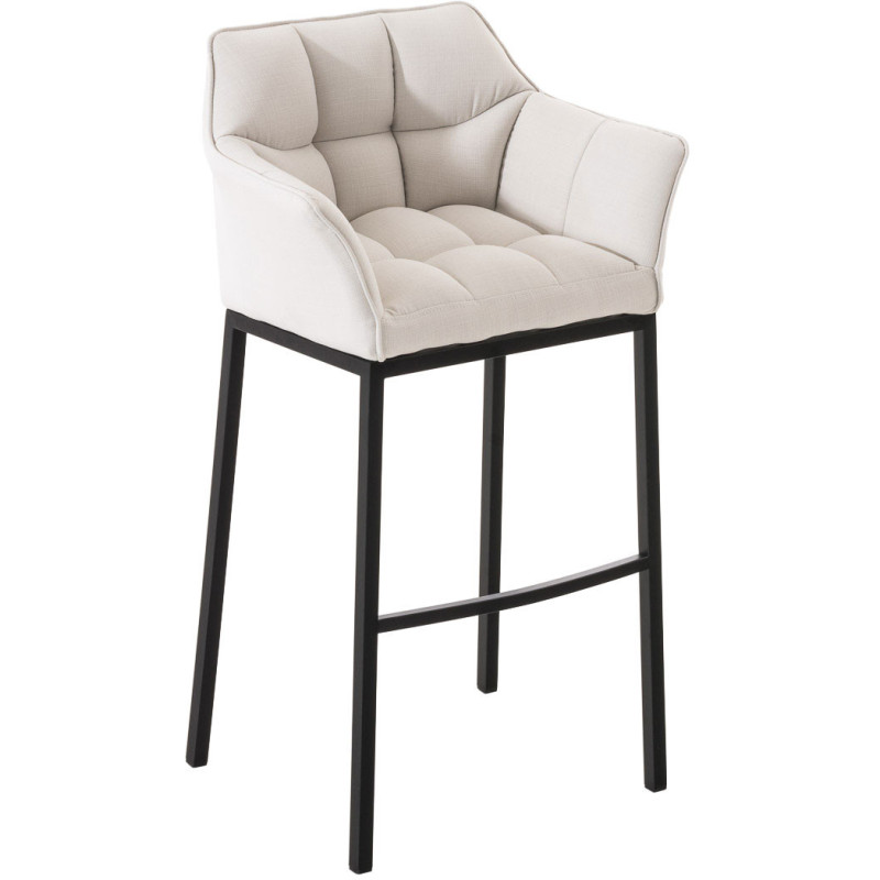 Tabouret de bar Avec accoudoirs Marco en Polyester Blanc Métal Noir Mat - 1